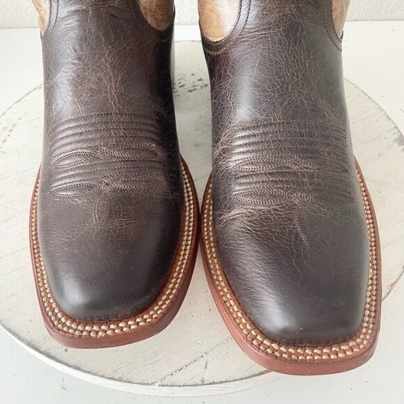 Rod Patrick Mens Cowboy Boots 8.5A Antique Mocha Bison Brown Western Blunt Toe - Picture 8 of 13